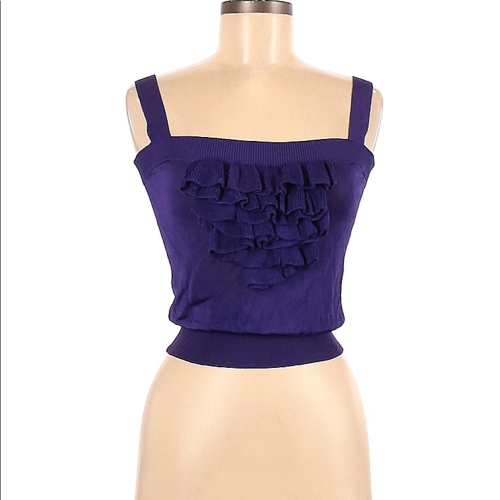 Red Valentino knit tank top with ruffles purple
